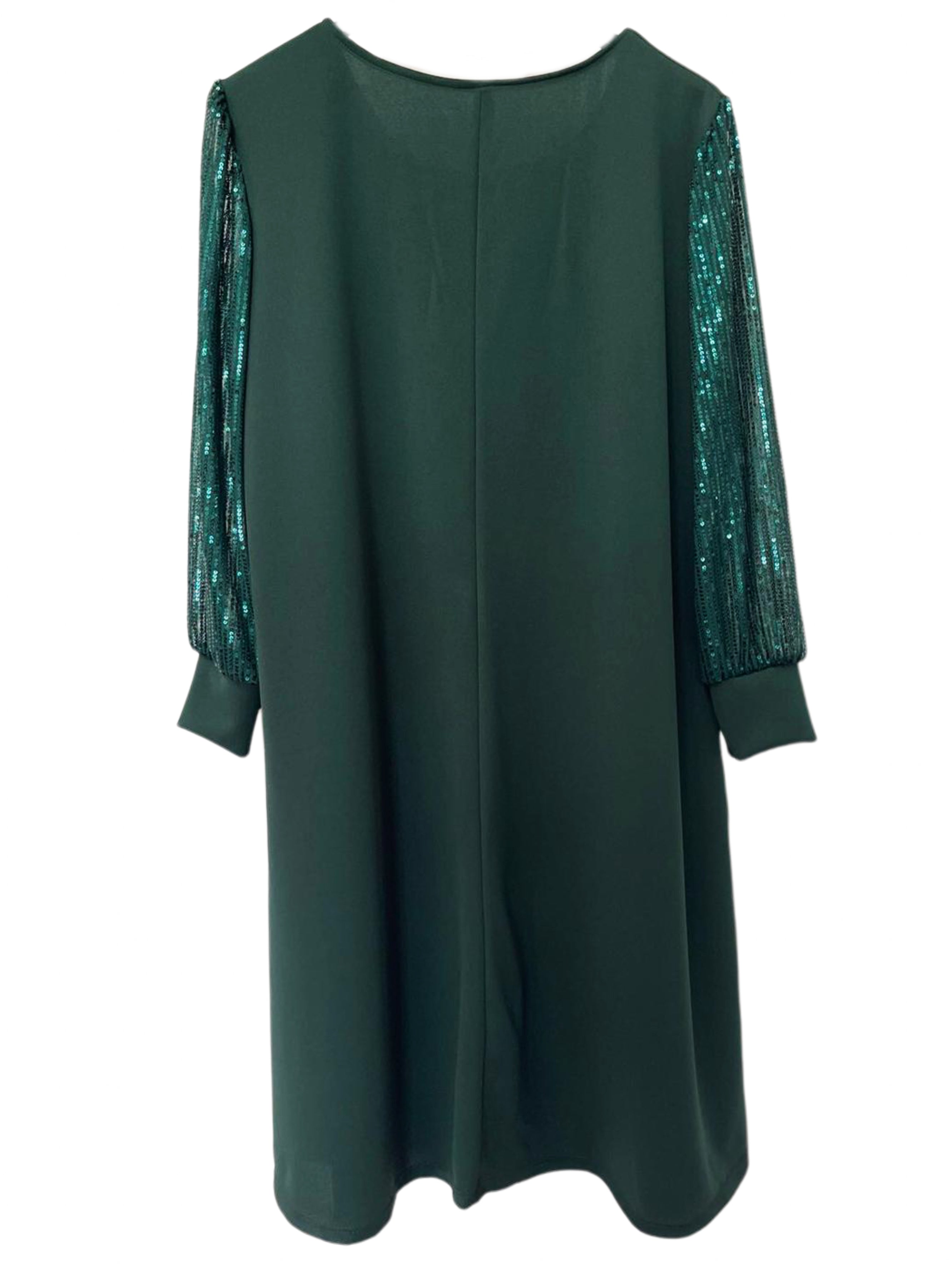 Djamila - Plus size kjole med paillet ærmer